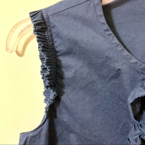 J. Crew Sleeveless Ruffle Top - Dark Blue - Size 2 - Picture 4 of 6